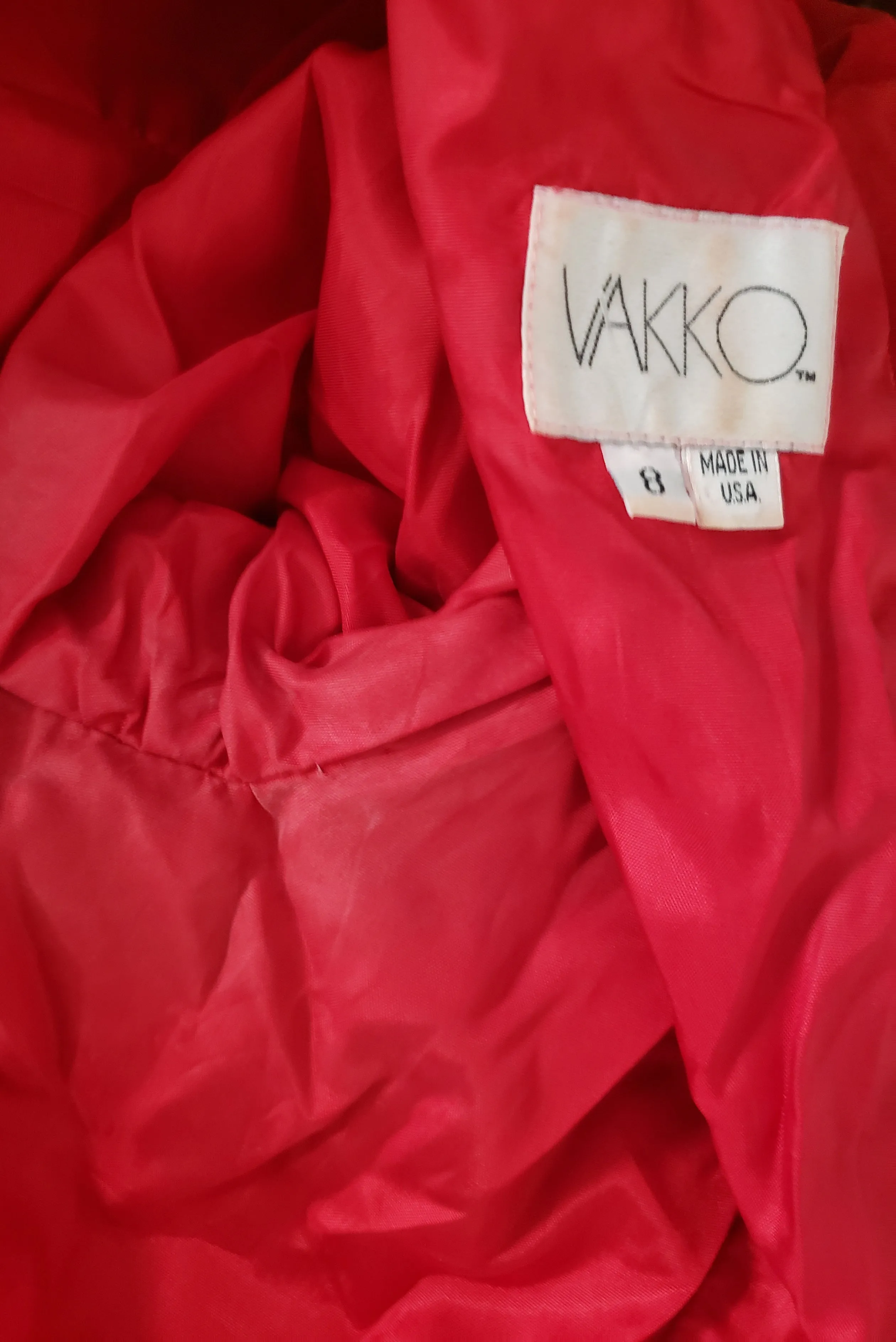 1980s Vintage Crimson Red Suede Leather Dress by Vakko, Small to Medium