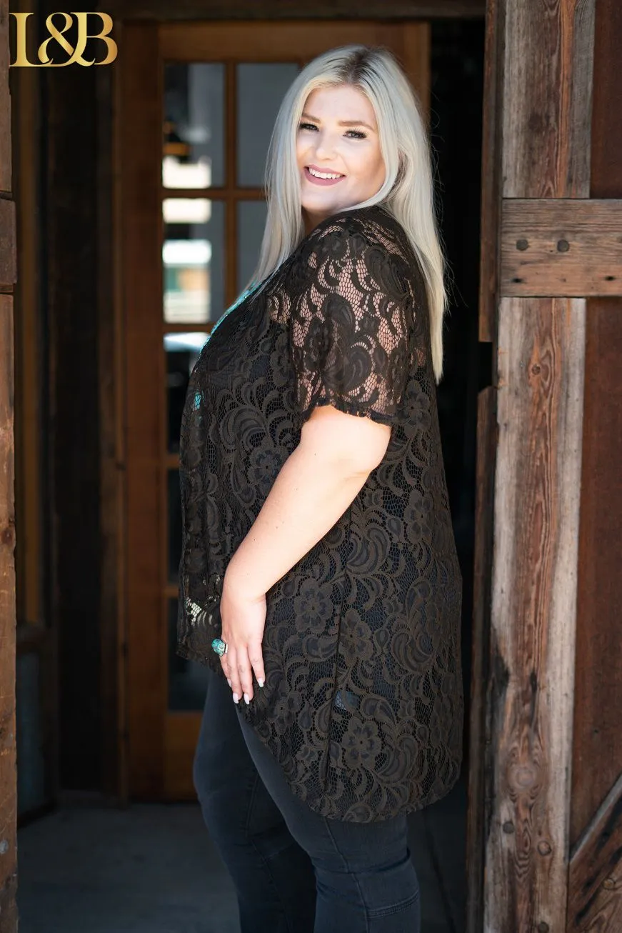311   Sydney Dark Olive Lace Kimono