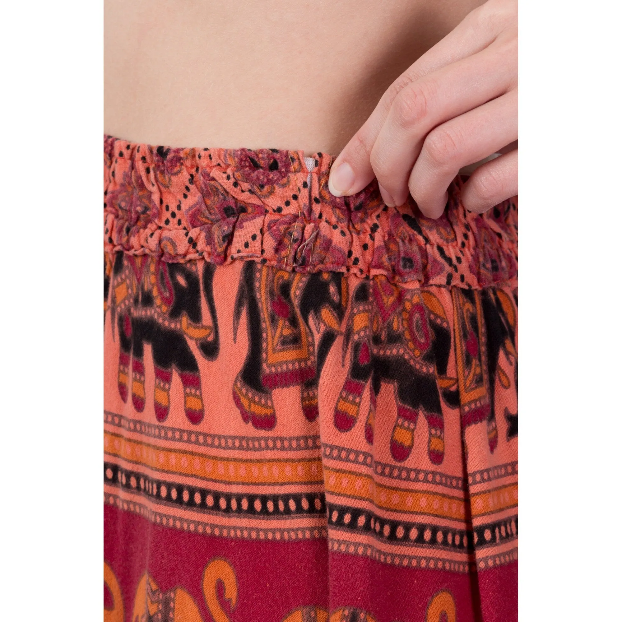 70s Boho Indian Block Print High-Low Skirt - Small to Medium
