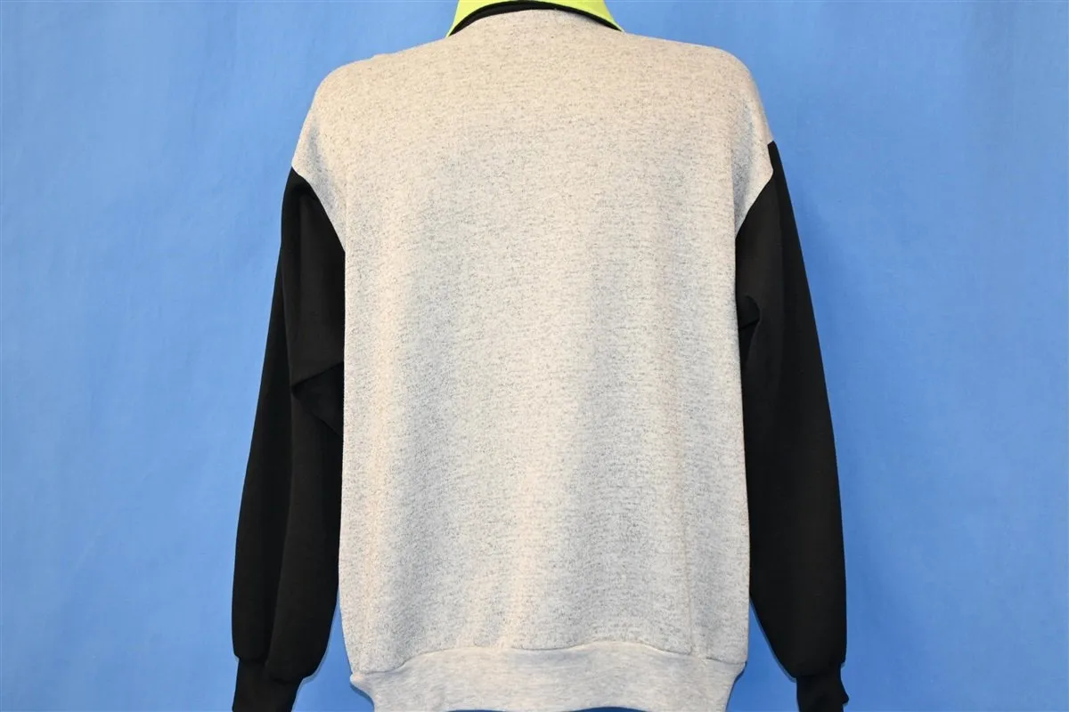 80s Spalding Black Gray Neon Green Track Jacket Large