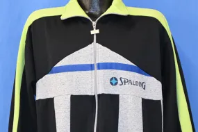 80s Spalding Black Gray Neon Green Track Jacket Large