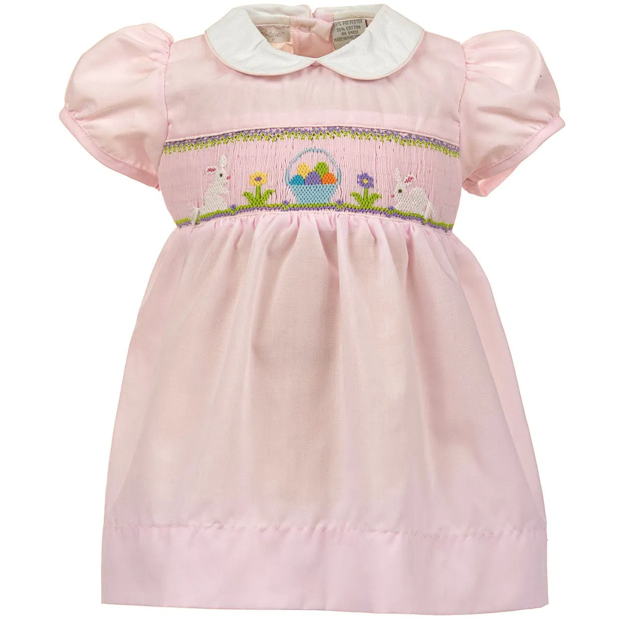 90026T-Classic Easter Smocked Bunnies Yoke Toddler Dress