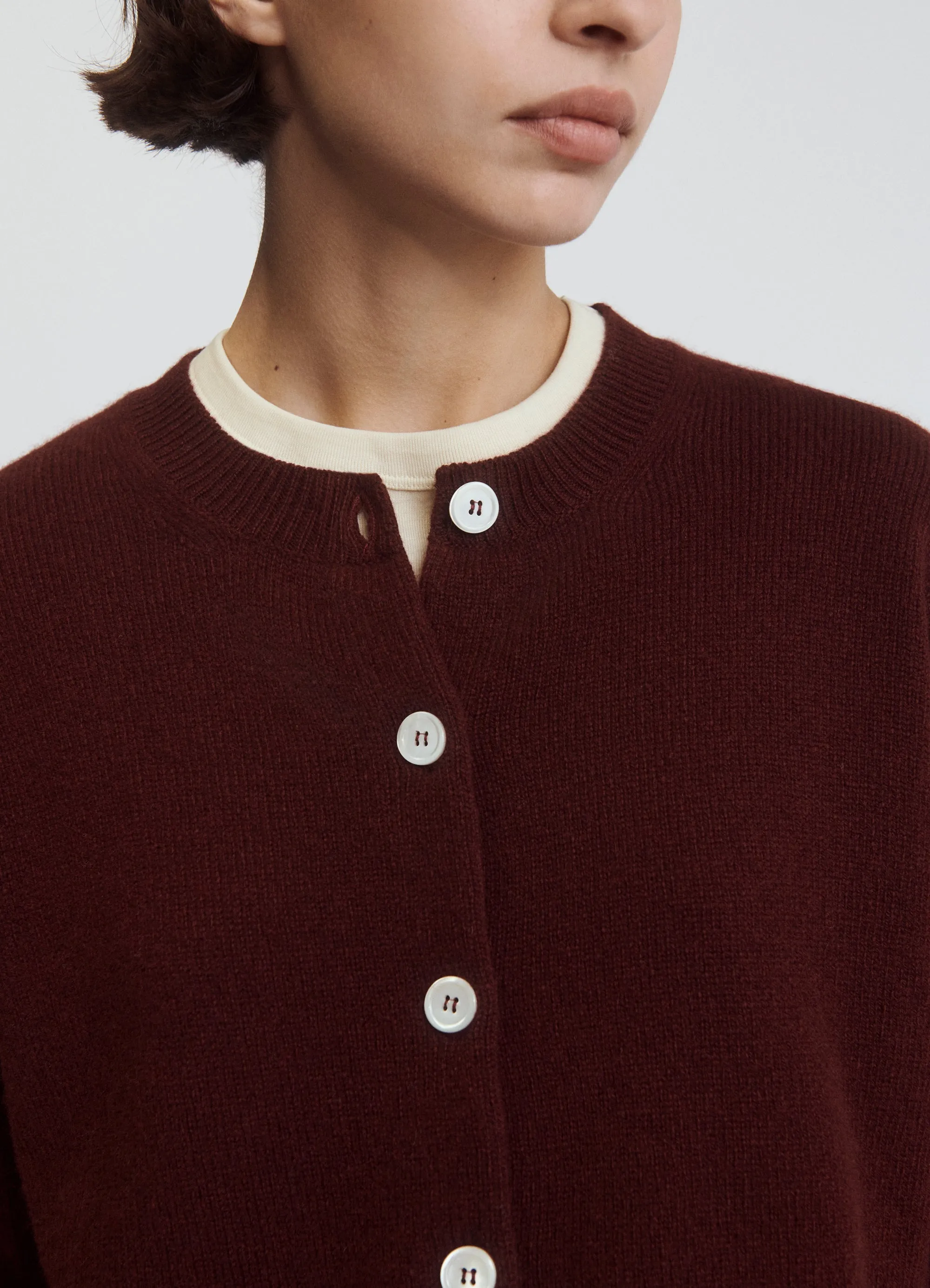 Ada Crewneck Cardigan in Burgundy