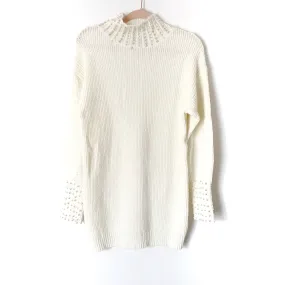 Akira White Pearl Mock Neck Knit Sweater Dress NWT- Size S/M
