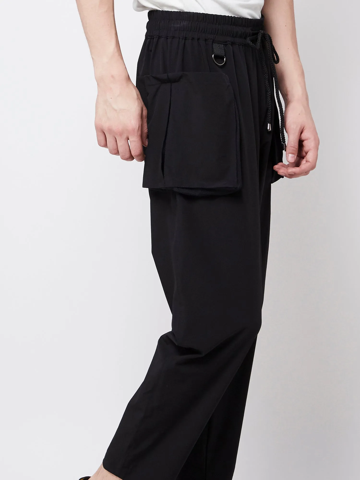 All Black Utilitarian Cargo Male Pants
