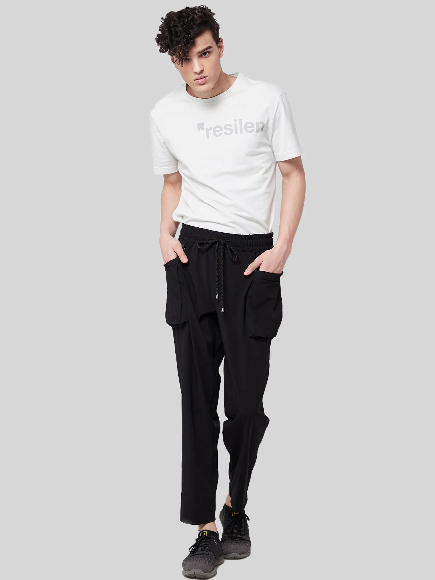 All Black Utilitarian Cargo Male Pants