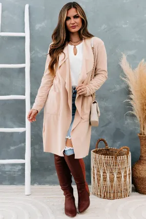 Asking Around Waterfall Draped Trench Coat (Sand)
