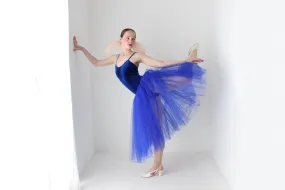 BALLETCORE 2000s Cobalt Tulle & Velvet Tutu Costume Dress