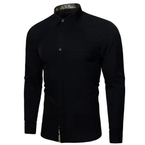 Barry.wang Fromal Black Silver Splicing Men's Shirt