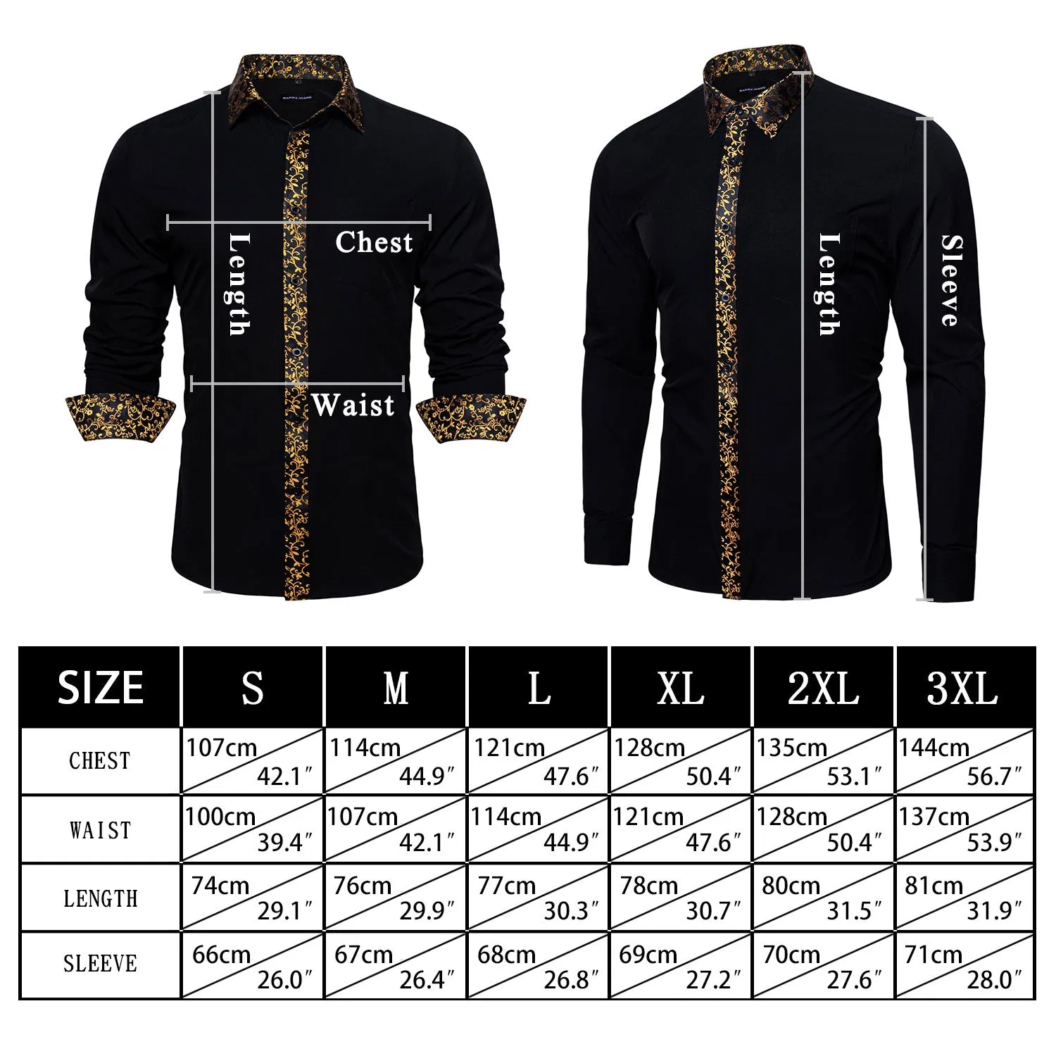 Barry.wang Fromal Black Silver Splicing Men's Shirt