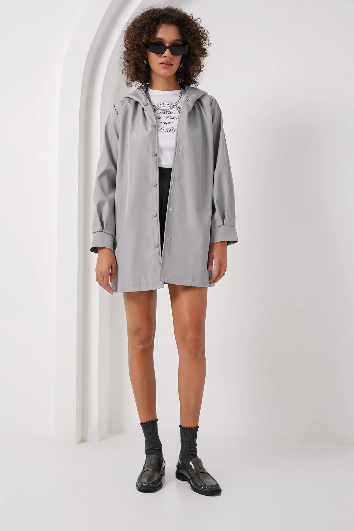 BGD Women Hooded Trench Coat - Gray - Gelsenkirchen