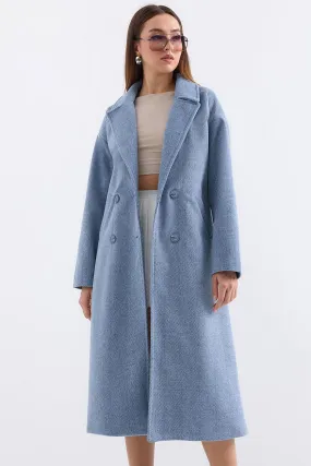 BGD Women Oversize Wide Cut Wool Long Coat - Blue - Lakewood Ranch