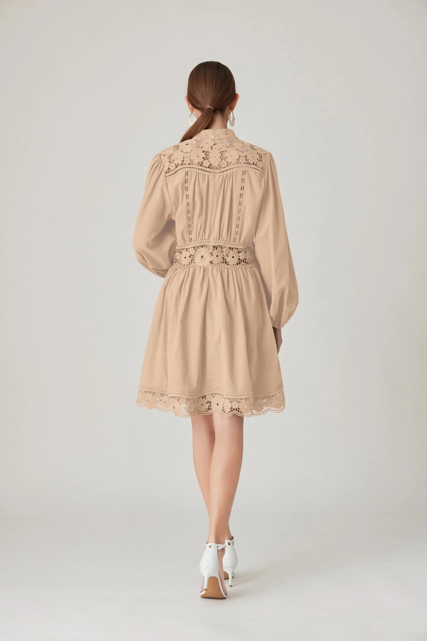 BK-Lace Lantern Long Sleeve Mini Dress