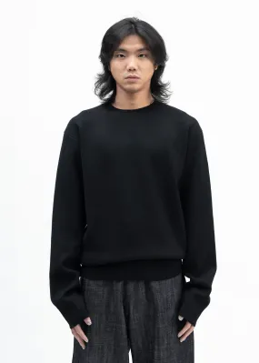 BLACK KNITTED CREWNECK JUMPER