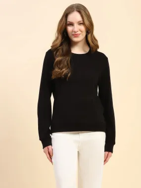 Black Solid Eco Silk Blend Ultra Soft Sweatshirt