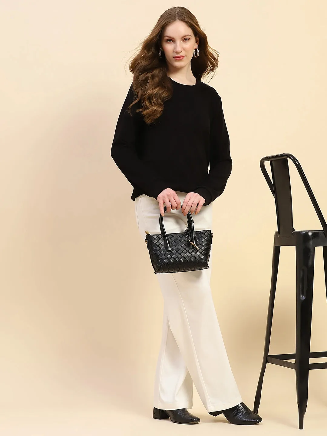 Black Solid Eco Silk Blend Ultra Soft Sweatshirt
