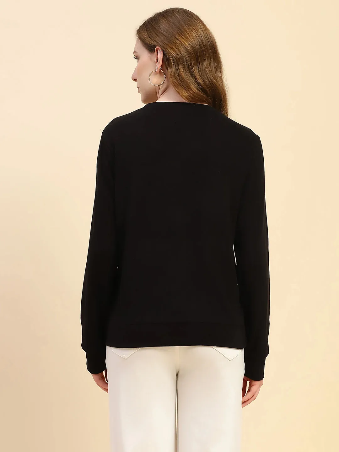 Black Solid Eco Silk Blend Ultra Soft Sweatshirt