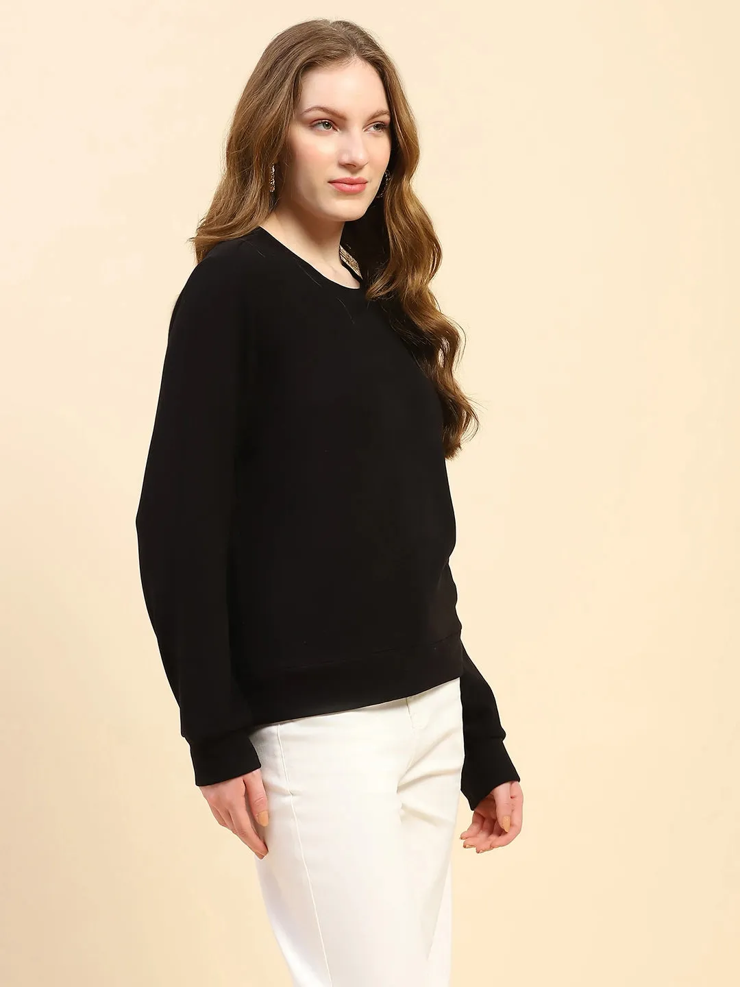Black Solid Eco Silk Blend Ultra Soft Sweatshirt