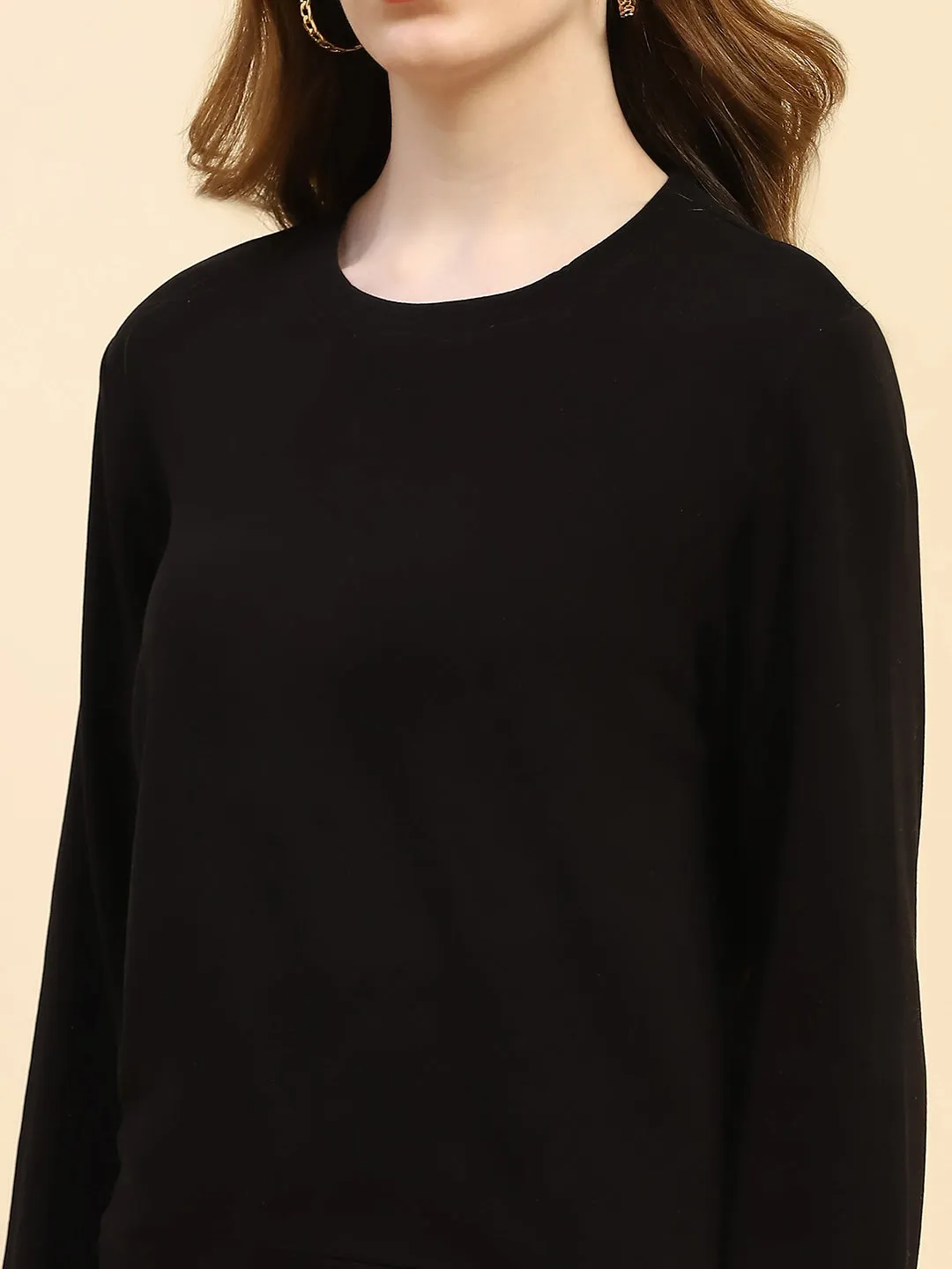 Black Solid Eco Silk Blend Ultra Soft Sweatshirt