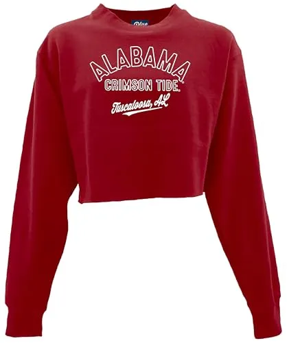 Blue 84 Women's Standard NCAA Officially Licensed Crop Crewneck Sweatshirt Campus Team Color, Small