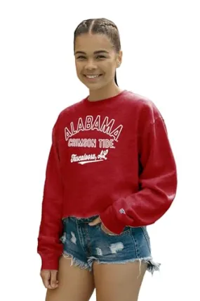 Blue 84 Women's Standard NCAA Officially Licensed Crop Crewneck Sweatshirt Campus Team Color, Small