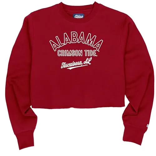 Blue 84 Women's Standard NCAA Officially Licensed Crop Crewneck Sweatshirt Campus Team Color, Small