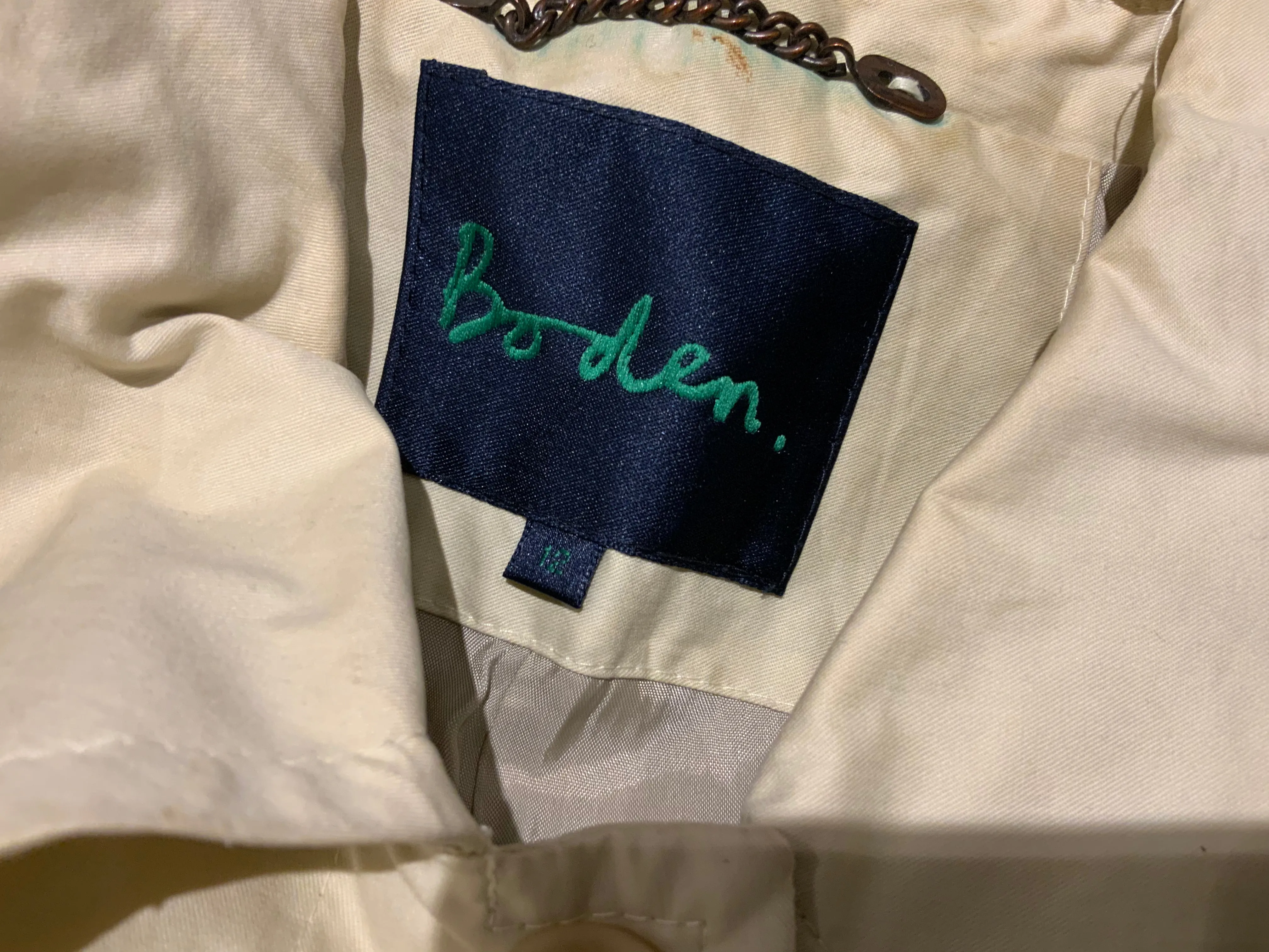 BODEN Beige Trench Coat Size UK 12 ladies