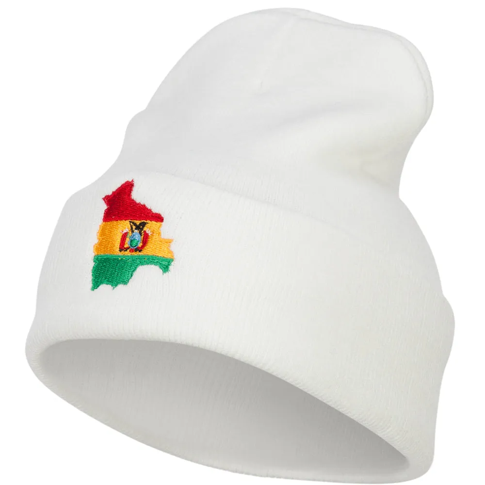 Bolivia Flag Map Embroidered Long Beanie
