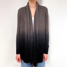 Brown Black Ombré Cashmere Edge to Edge Cardigan Extra Small