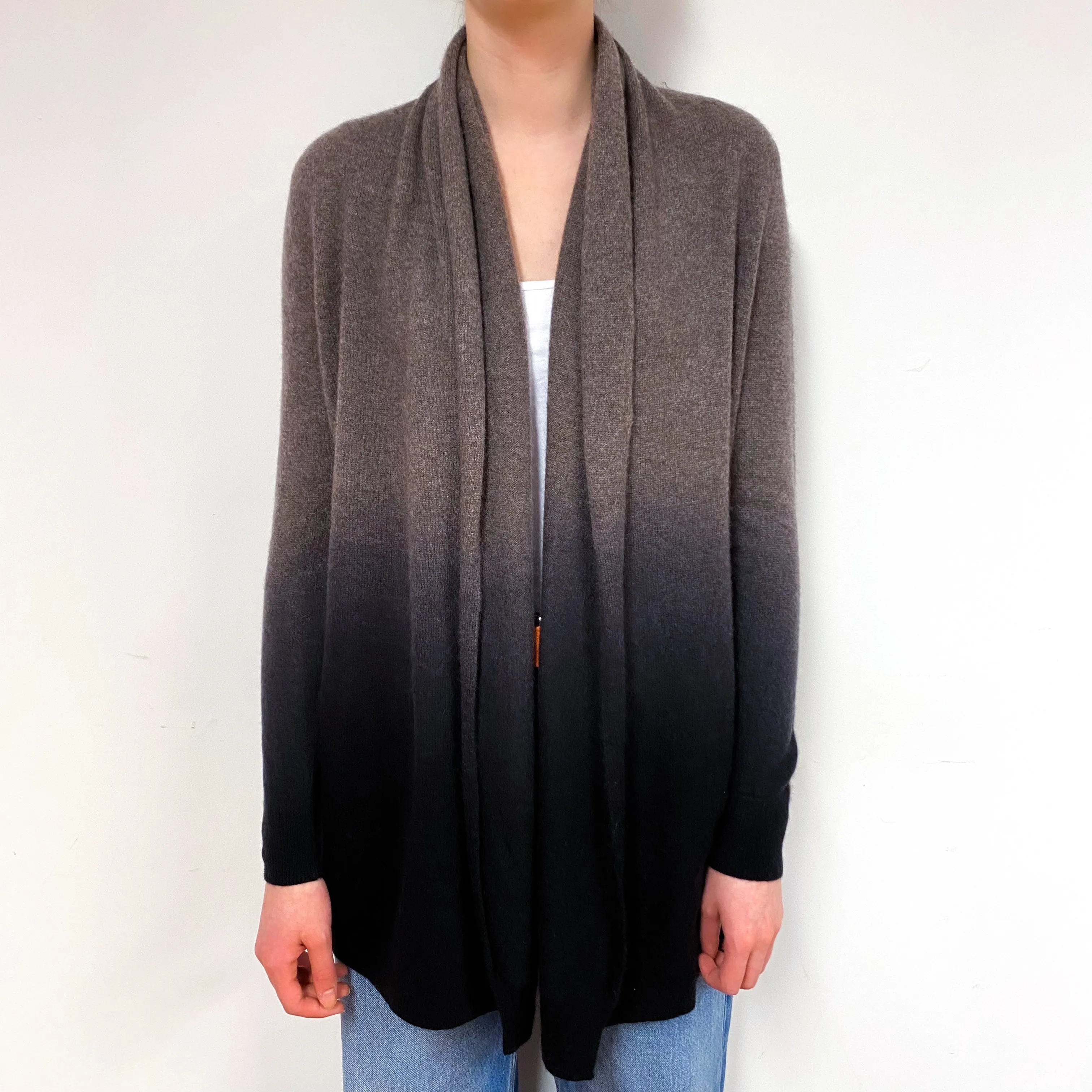 Brown Black Ombré Cashmere Edge to Edge Cardigan Extra Small