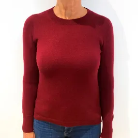 Burgundy Red Split Hem Cashmere Crew Neck Jumper Medium