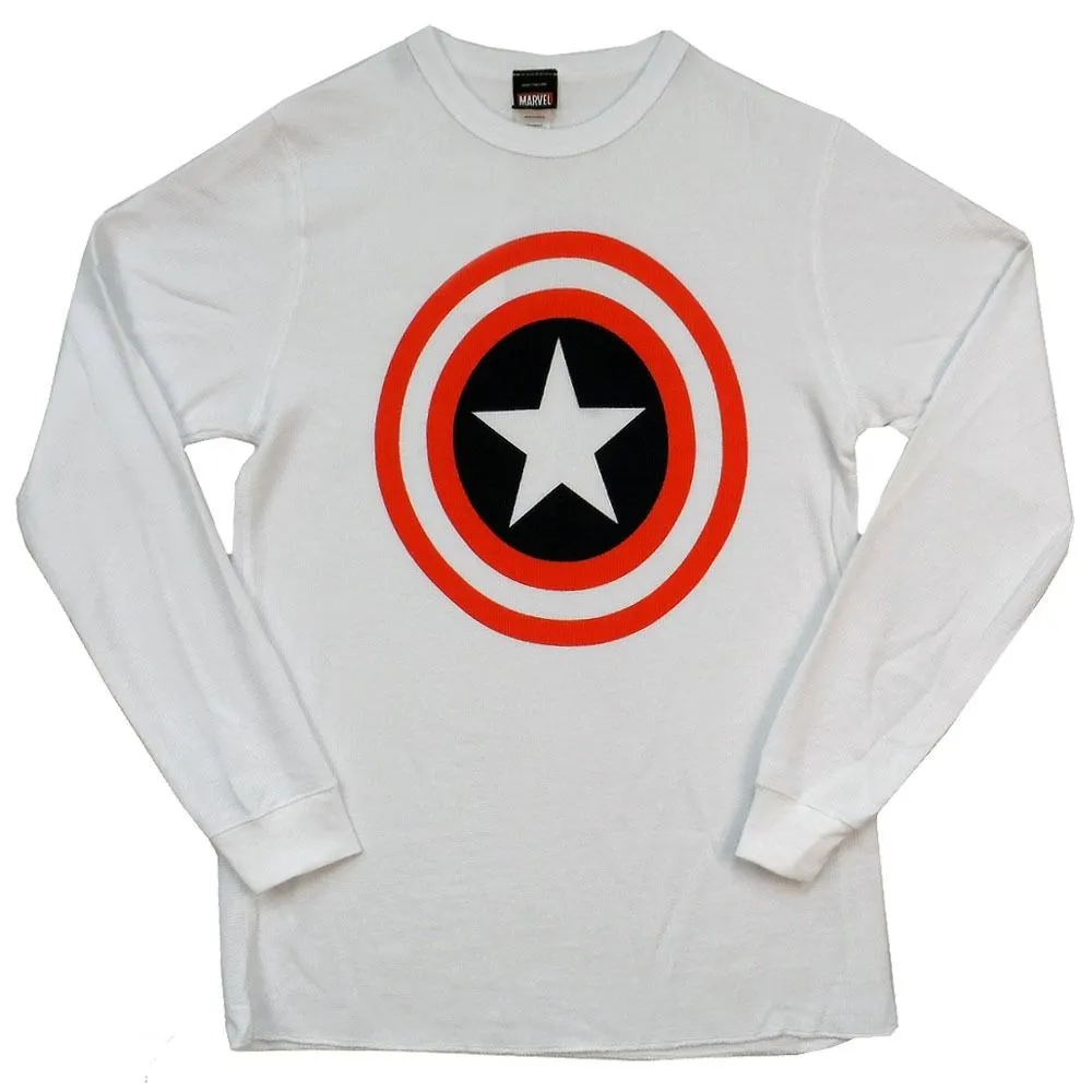 Captain America Shield Symbol Marvel Comics Thermal Long Sleeve T-Shirt