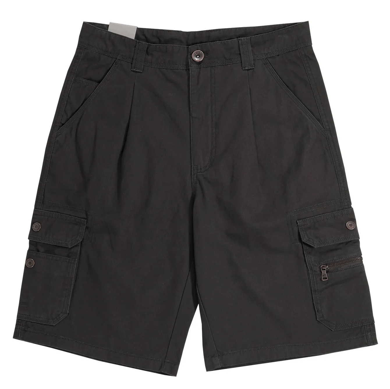 Cargo Shorts in Regular Fit with Pleats and Multipockets in 3 Colours Solid Cotton Canvas