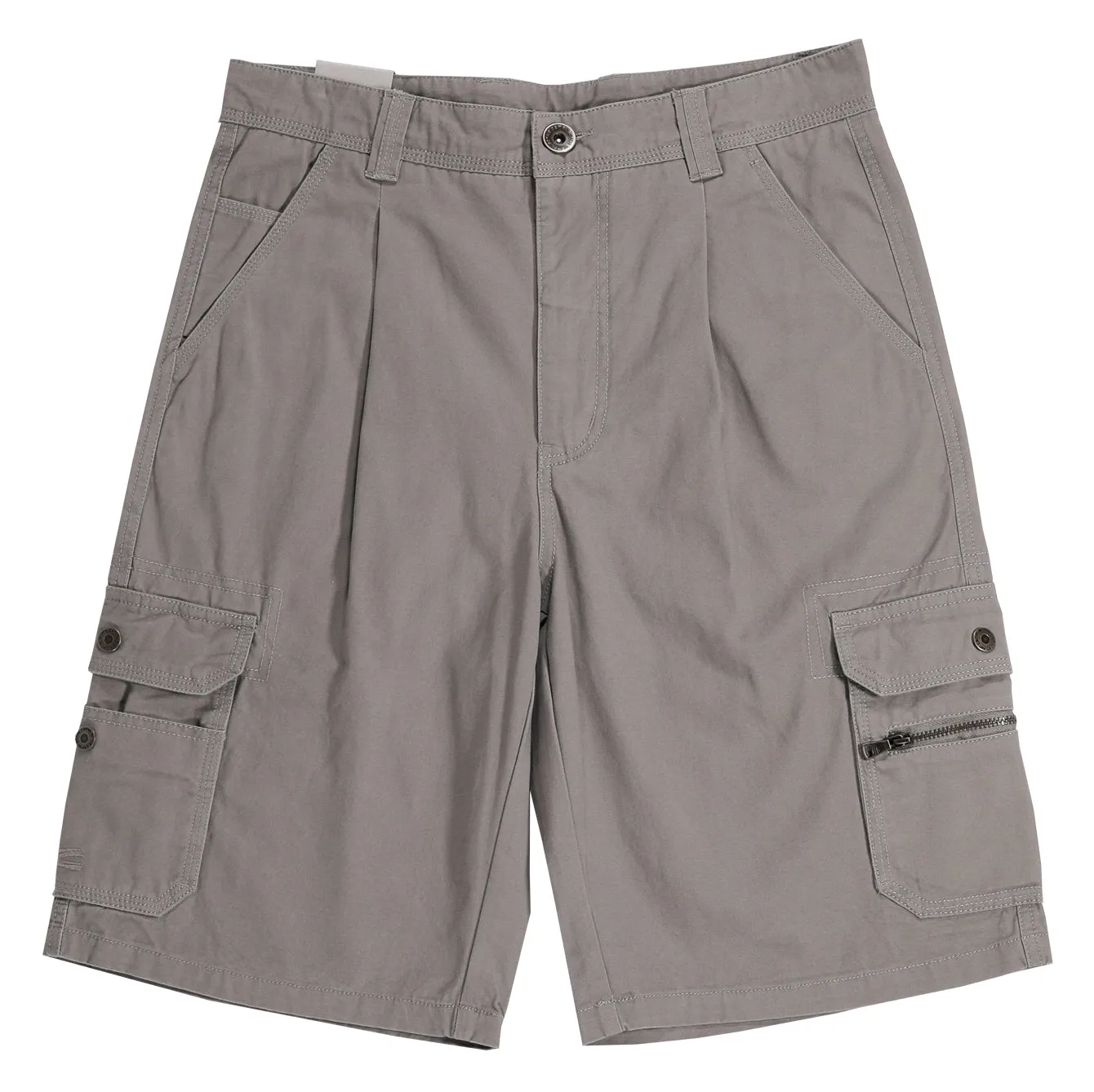 Cargo Shorts in Regular Fit with Pleats and Multipockets in 3 Colours Solid Cotton Canvas