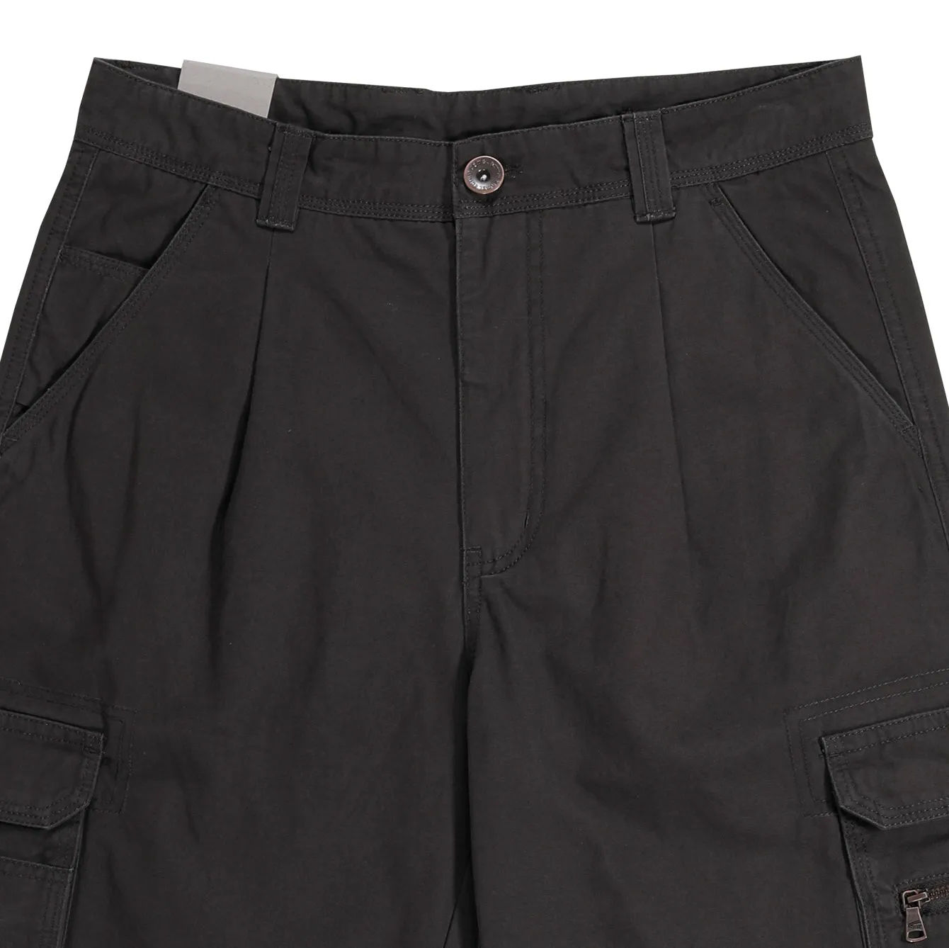 Cargo Shorts in Regular Fit with Pleats and Multipockets in 3 Colours Solid Cotton Canvas