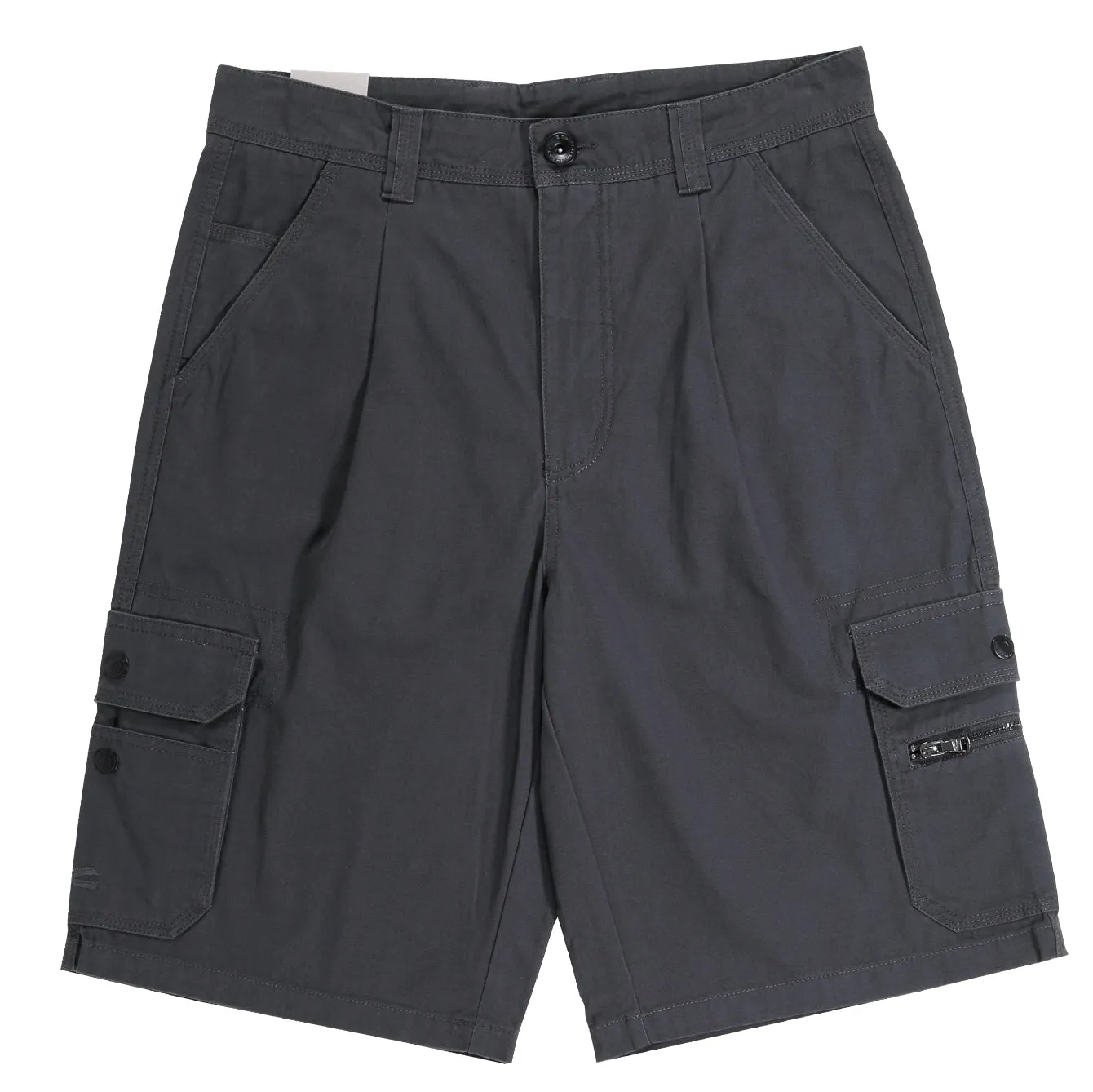 Cargo Shorts in Regular Fit with Pleats and Multipockets in 3 Colours Solid Cotton Canvas
