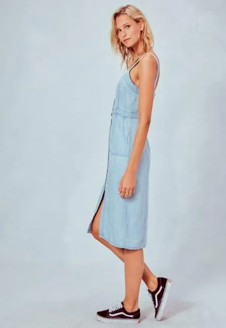 Carolina Light Blue Chambray Midi Tank Dress