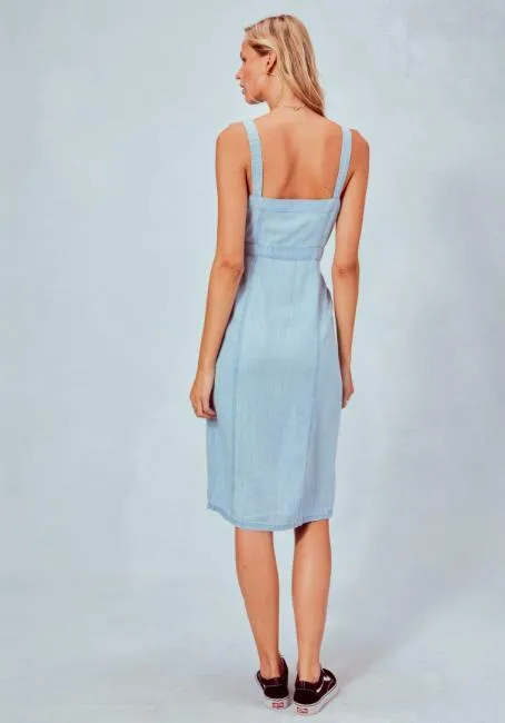 Carolina Light Blue Chambray Midi Tank Dress