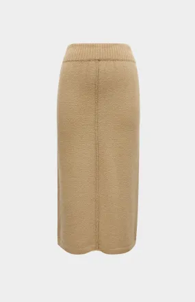 Cashmere Blend Pencil Skirt In Camel