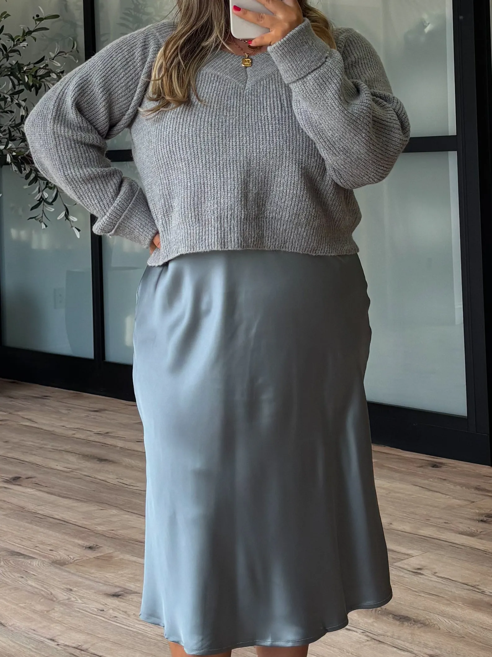 Celine Sweater   Slip Dress Set | Grey |  Plus Available