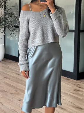 Celine Sweater   Slip Dress Set | Grey |  Plus Available