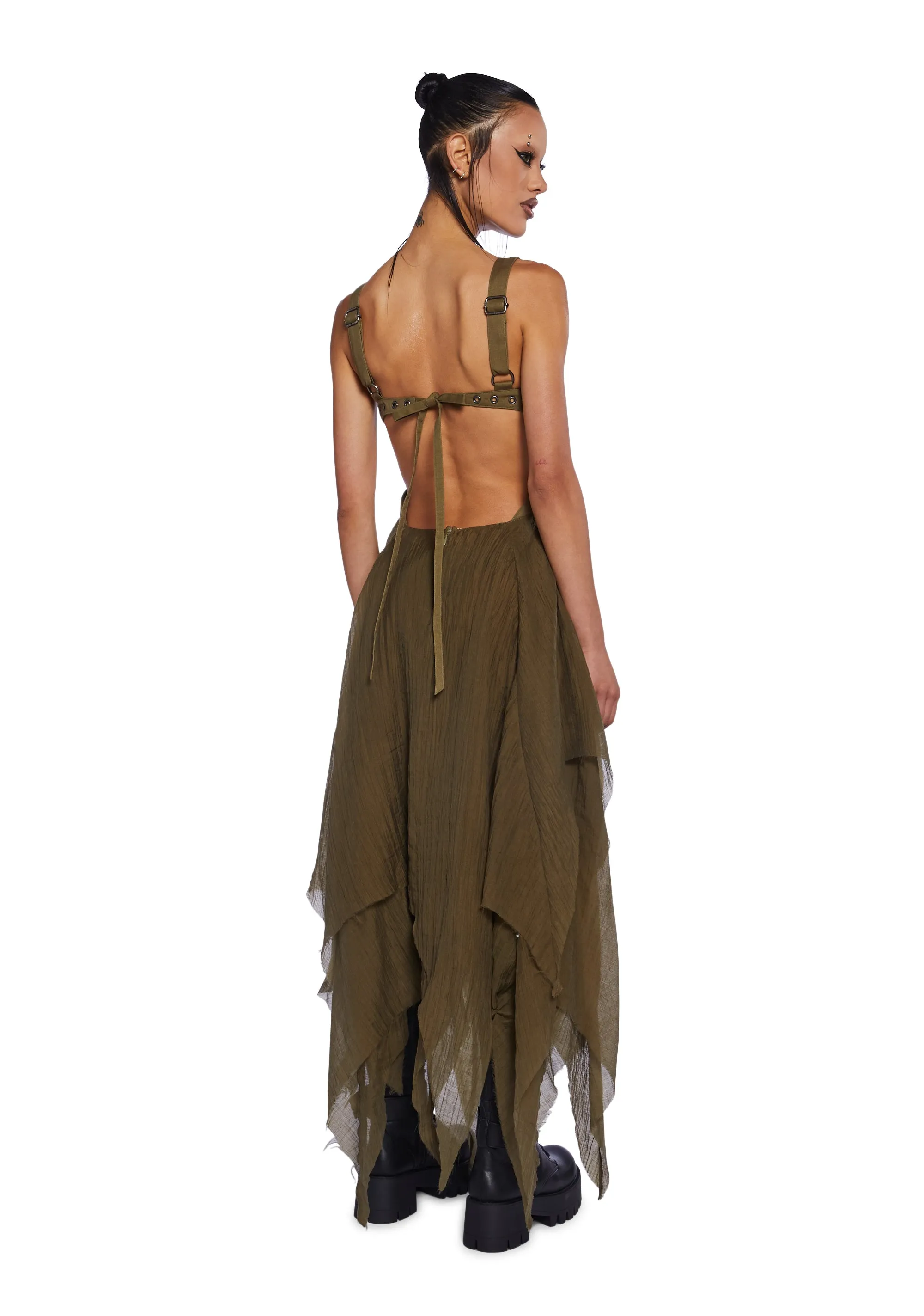 Charged Shredded Midi Dress