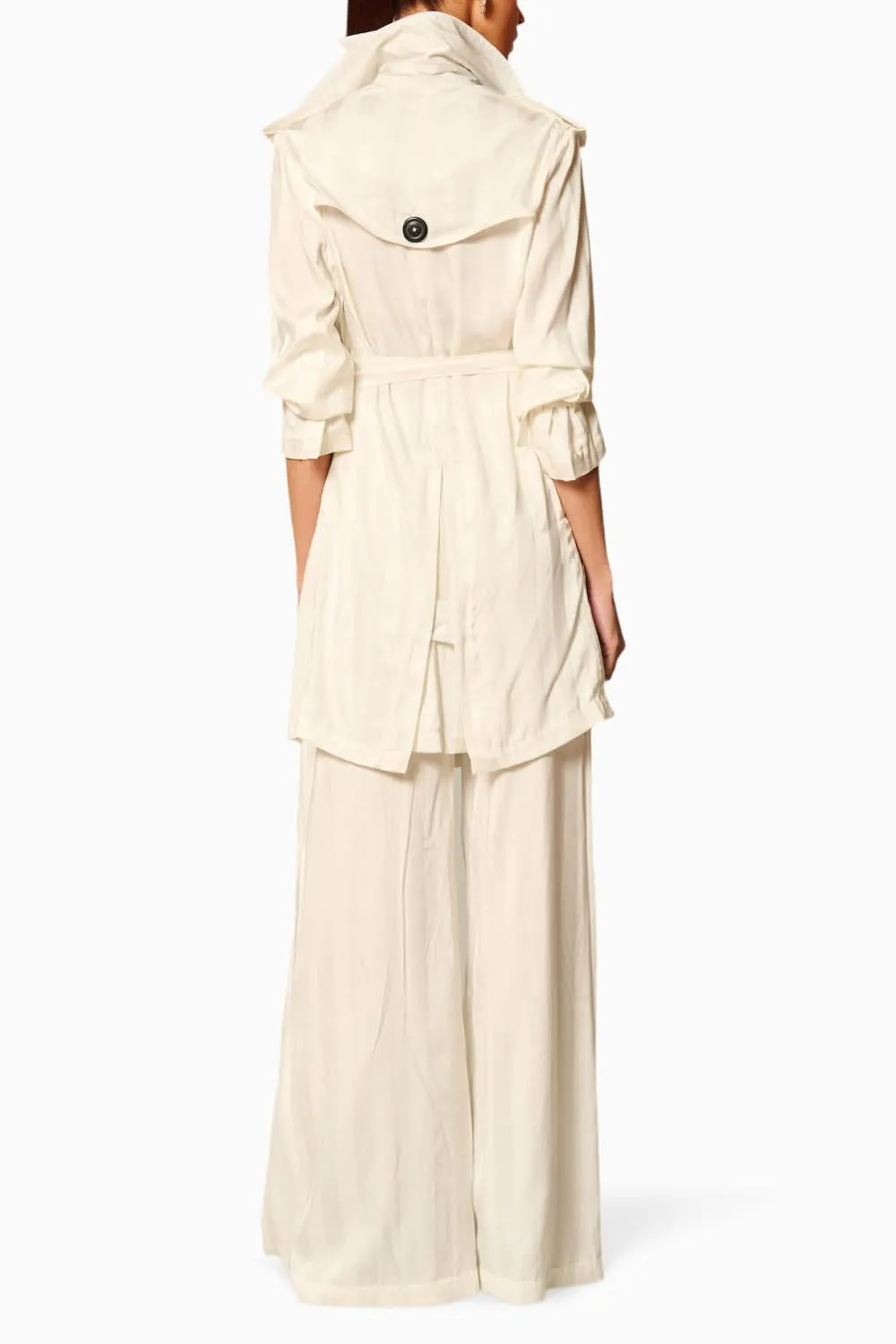 Checkmate Ivory Striped Trench Coat