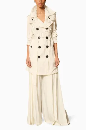 Checkmate Ivory Striped Trench Coat