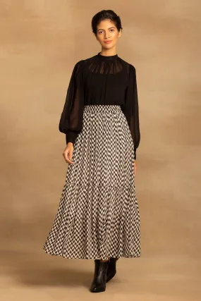 Chevron Tiered Flared Skirt