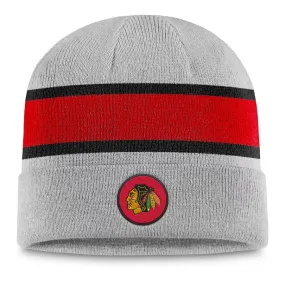 Chicago Blackhawks NHL UK Fanatics Branded Logo Cuffed Knit Beanie - Heathered Gray