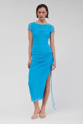 Christy Ruched Side Skirt - Blue