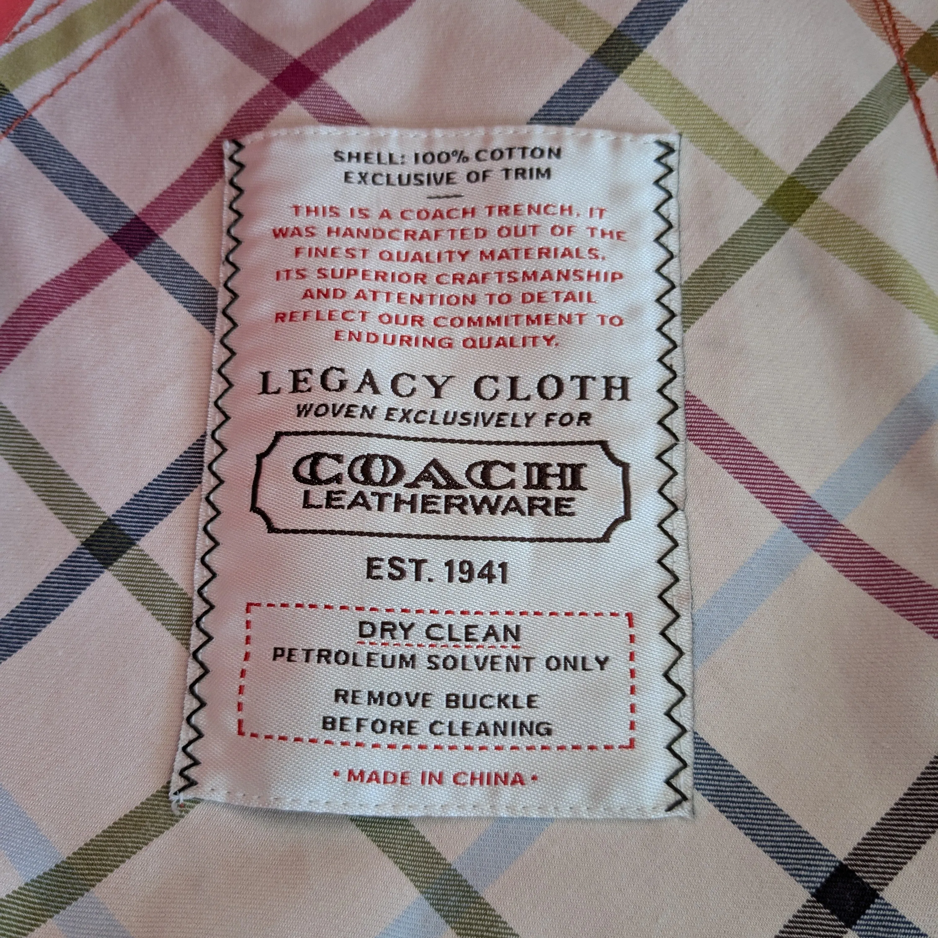 Coach Signature Trench Coat Size 8
