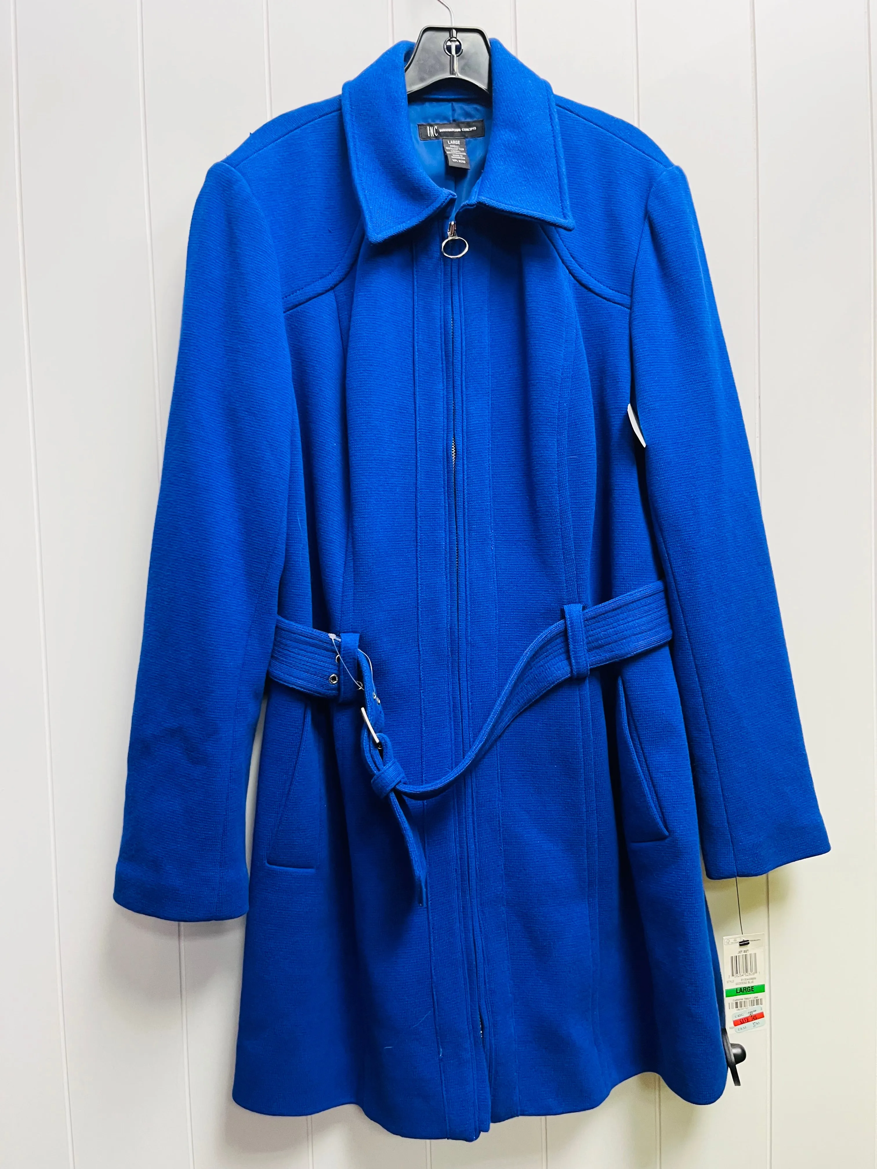 Coat Trench Coat By Inc In Blue, Size: L