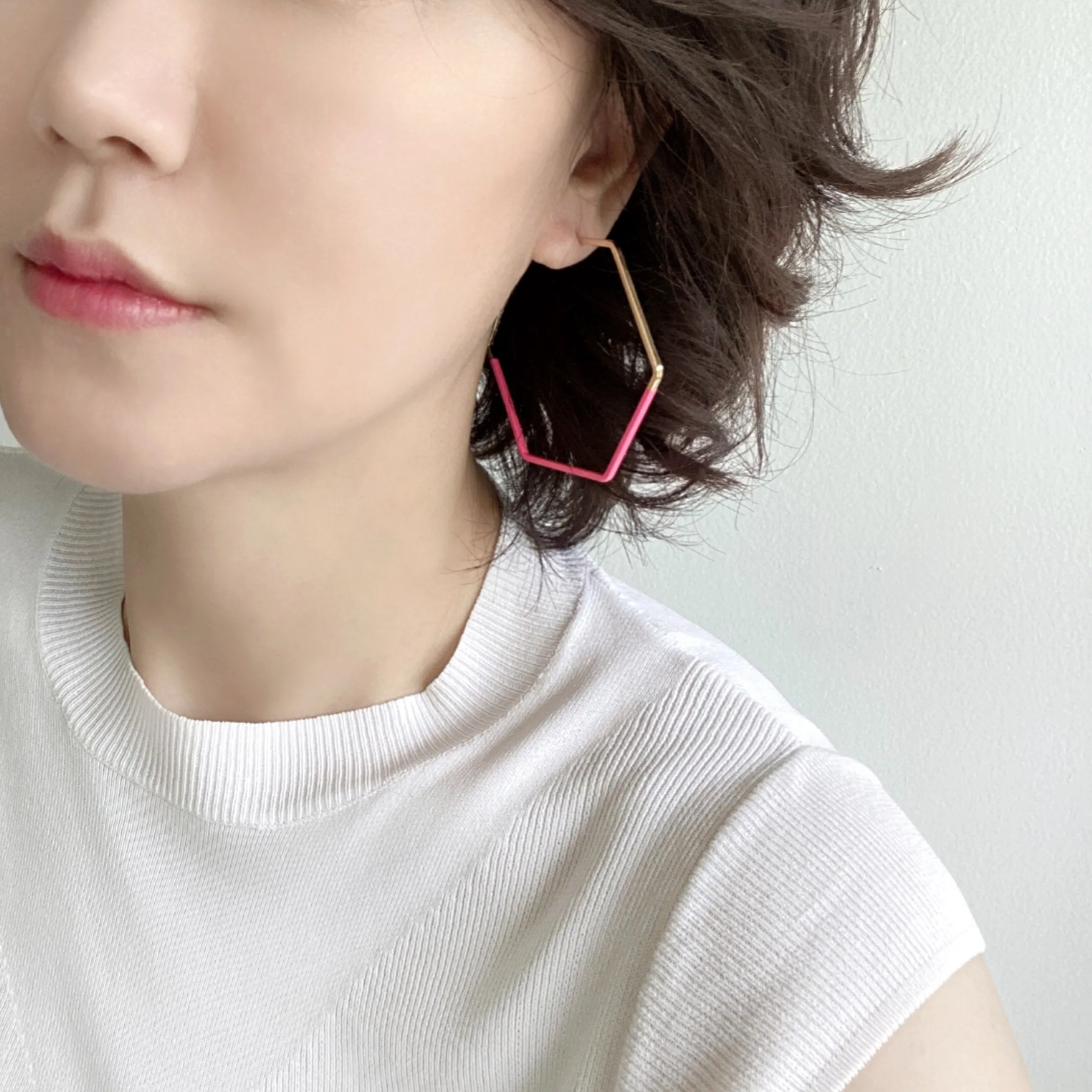 Colored Hexagon Hoop Earrings